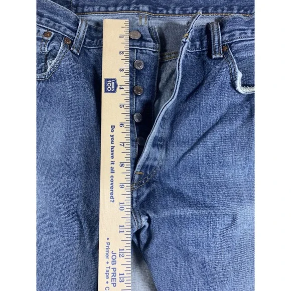 Levi's Men's 501 36x34 Original Straight Fit Button Fly Distressed Jeans - Picture 4 of 11